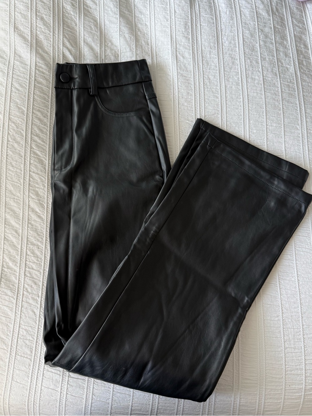 Black Faux Leather Wide Leg Pants